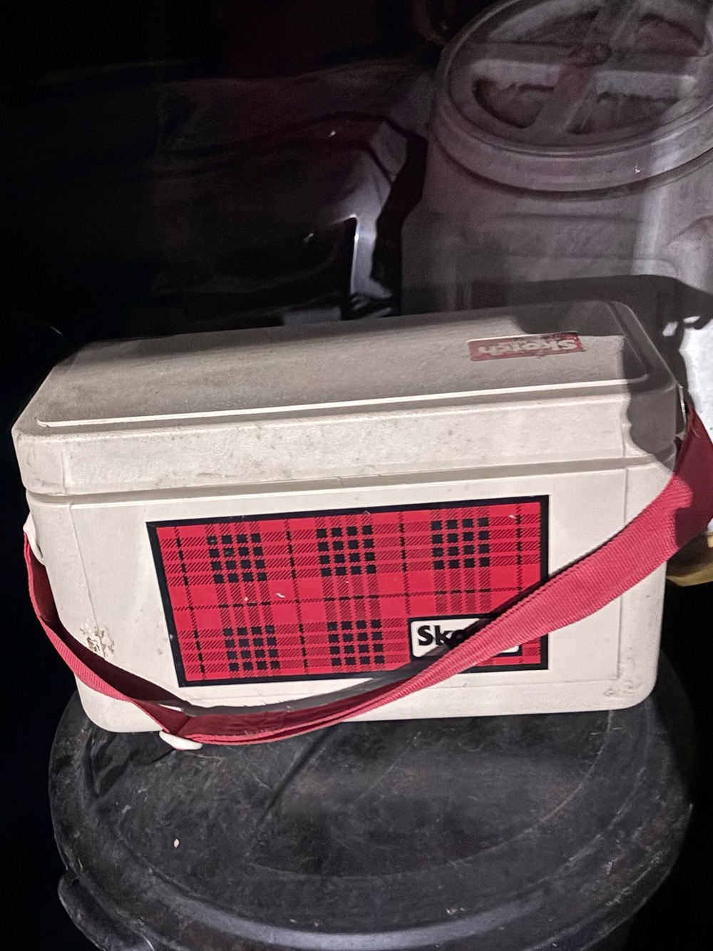 Vintage Red Plaid Skotch Cooler with Shoulder Strap